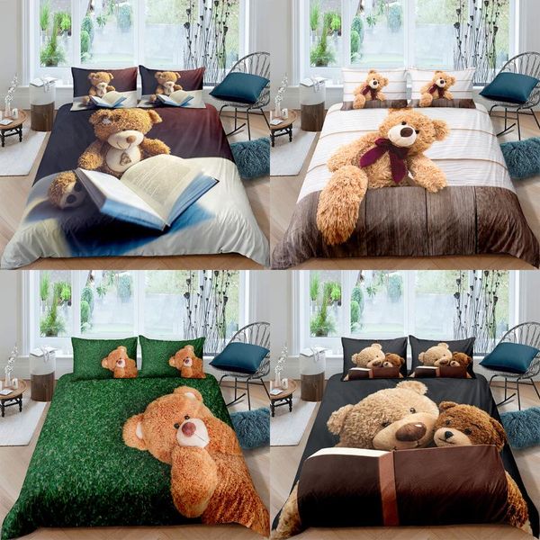 

bedding sets modern and simple color cartoon cute bear 3d printing 2/3 piece quilt cover set