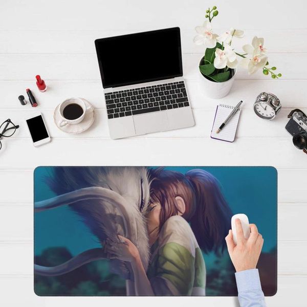 

mouse pads & wrist rests spirited away kawaii anime girl lappad pc table mat miyazaki hayao big fabric mousepad for computer