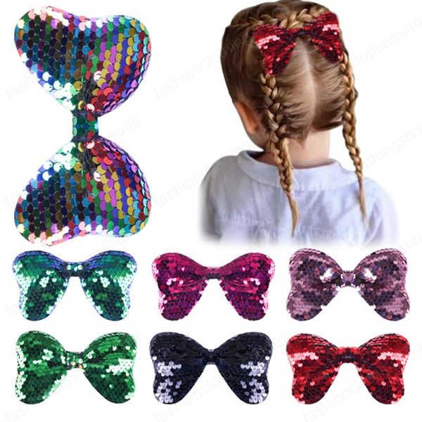 Menina infantil Lantejoulin Big Bow Hairpin Escala De Peixe Barrettes Kid Acessórios De Cabelo Headwear