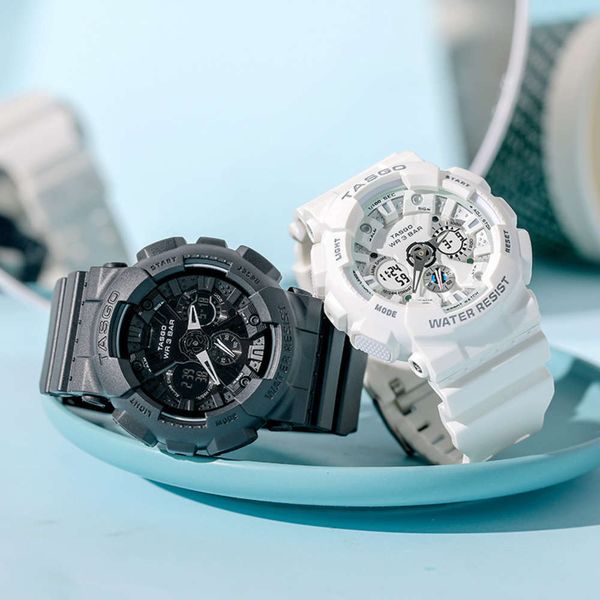 

watch boys fashion trend junior high school students multi functional sports waterproof luminous double display electronic man, Slivery;brown