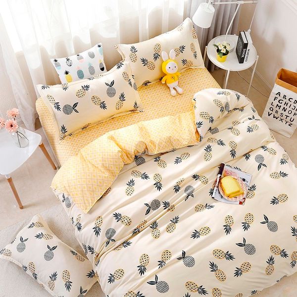 

bedding sets solstice home textile pineapple yellow duvet cover pillowcase sheet king  twin full girl kid teen linens set 3/4pcs 5bkk