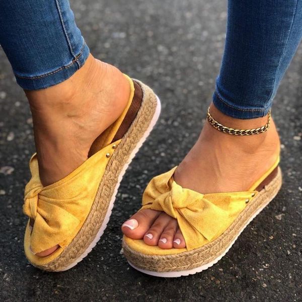 

women summer sandals plus size 35-43 wedges shoes sweet bowties slippers sandalias mujer sapato feminino 2021, Black