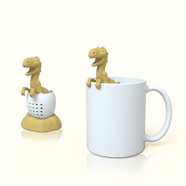 

reative dinosaur baby shape tea infuser strainers food grade silicone tyrannosaurus leaf herbal spice filter tea bag accessories 575 v2