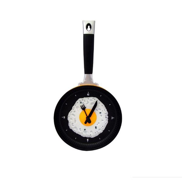 

frying pan egg omelet modern design wall clock home decor (battery included) - yellow clocks