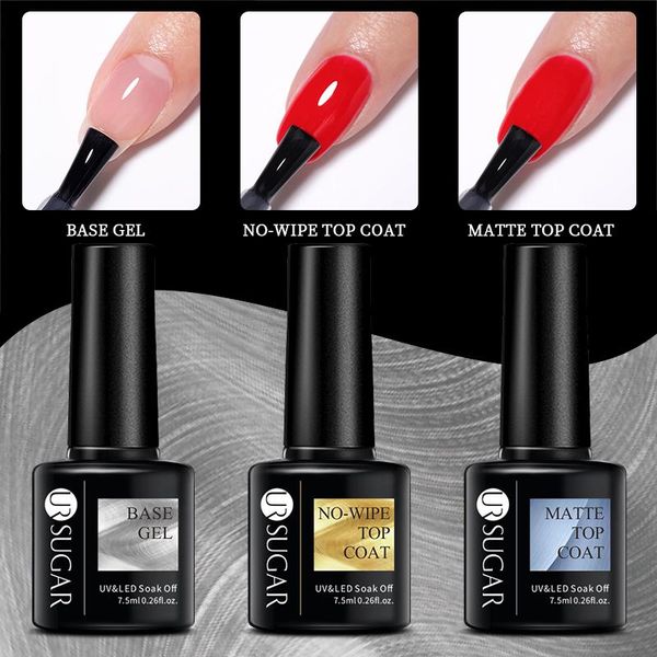 

nail gel ur sugar matte base coat polish hybrid varnish long lasting art manicure primers no wipe, Red;pink