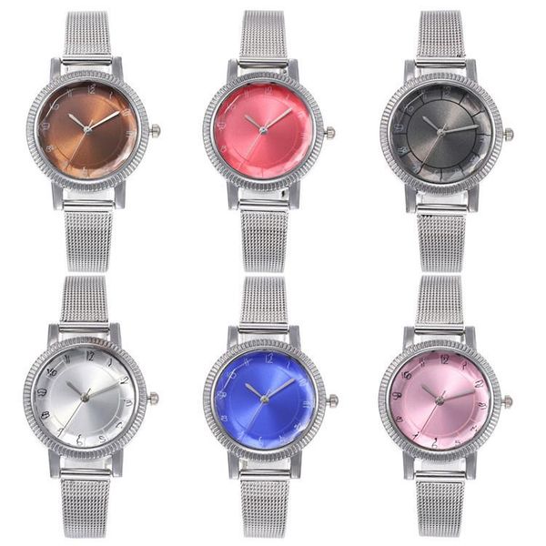 

wristwatches fashion net belt series bracelet watch exquisite multicolor round joker lady wrist, Slivery;brown