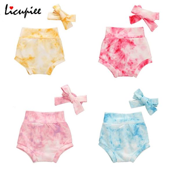 

baby's shorts, soft comfortable tie-dye pants and bowknot headwear children clothing for toddler girls boys 0-18 months shorts, Black