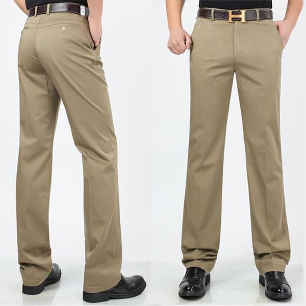 

spring & autumn men's casual pants high stretched waist loose straight soft wash and wear trousers, Black