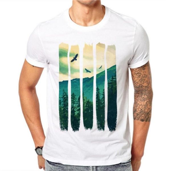 

men's t-shirts fashion 100% cotton summer vinte pines mountain design men t shirts n short sve tees clothes, White;black