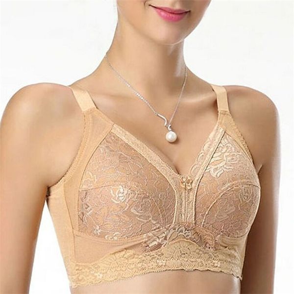 Damen Dessous Sexy BH Wireless Plus Size Büstenhalter Elegant bestickt BH Unterwäsche Tops Größe A B C D DD E F Cup 211110