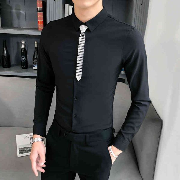 

t shirts three colours casual male with tie simple sleeve 2021 thin streetwear tuxedo plus size blouse homme 5xl-m 0jhz, White;black