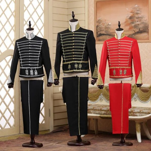 

men suits designs european court stage costumes for singers blazer dance clothes jacket star style dress punk vintage red men's & blaze, White;black