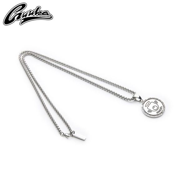 

pendant necklaces guuka angel demon bear tag necklace men's tide card rotates a hundred hanging chain accessories for birthday gifts, Silver