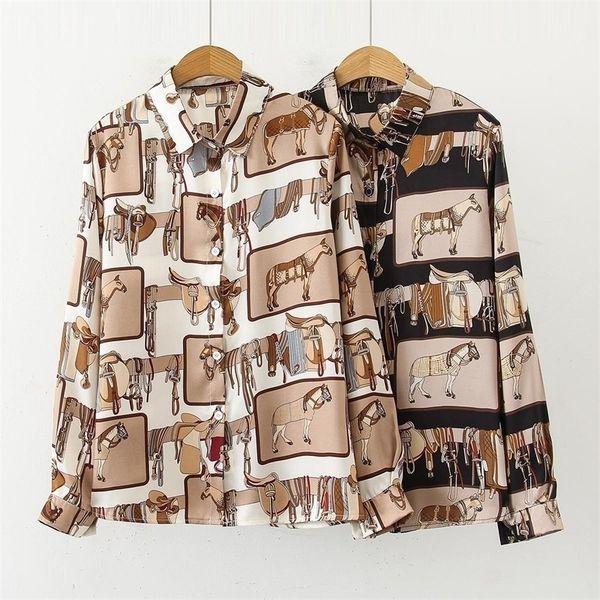 

spring women blouses vintage streetwear casual loose stretchy elastic shirts turn down collar long sleeve shirt 210317, White