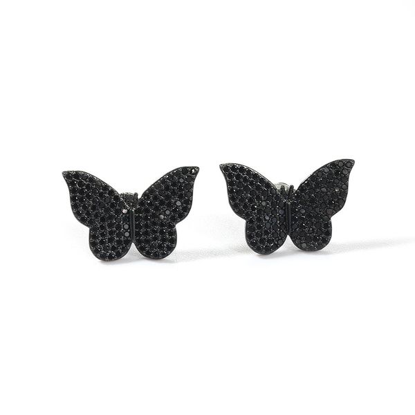 

mens stud earrings silver womens butterfly earring fashion hip hop jewelry, Golden;silver