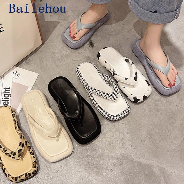 

slippers women summer flip-flops 2021 casual outside flip flops for home female beach flats pu fabric slides, Black
