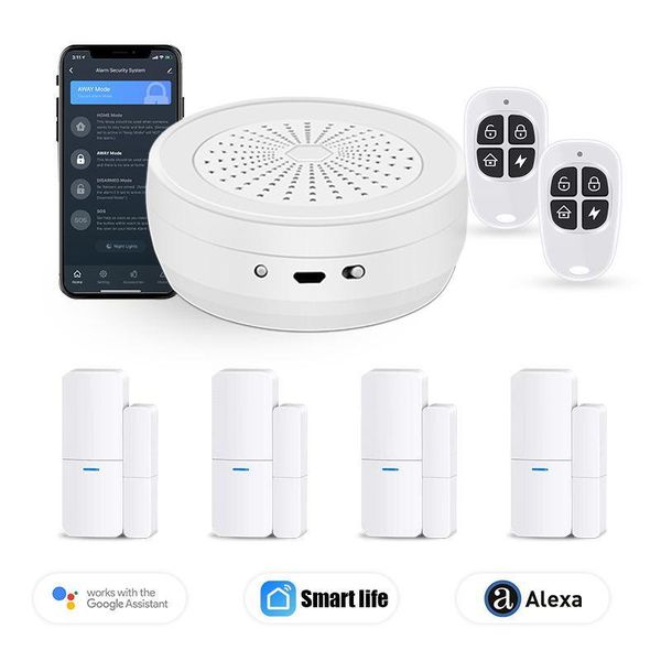 

smart home control tuya wifi security system life app wireless burglar alarm kit door sensor remote