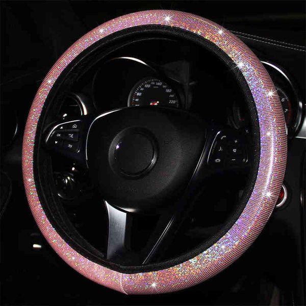 Vinidname Universal 3739 cm Auto-Lenkradabdeckung für Frauen und Mädchen, Auto-Innenraum, Frau, glitzernd, niedliches rosa Dekorationszubehör, J220808