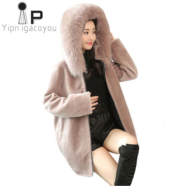 

jacket winter coats women fashion faux elegant thick warm outerwear fake fur coat mujer plus size hooded ladies jacket, Black;brown