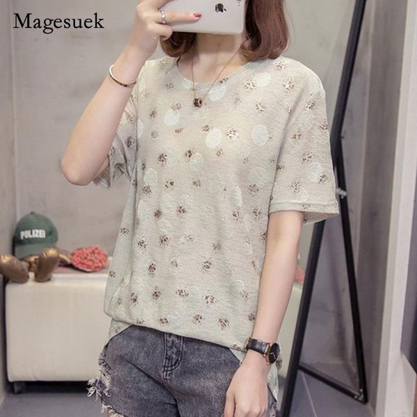 

women's t-shirt moderate print short sleeve woman cotton o-neck shirts loose plus size 4xl office lady 9017 50, White