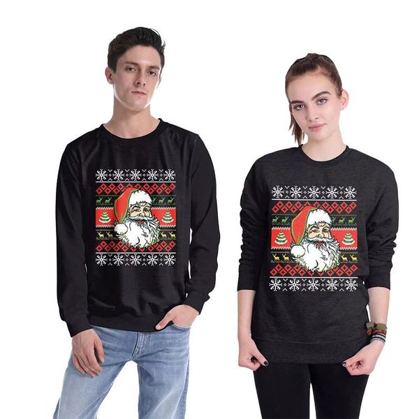 

men's sweaters elk animal santa claus snowflake xmas tree print christmas couples autumn winter pullovers 2021 casual jumper, White;black