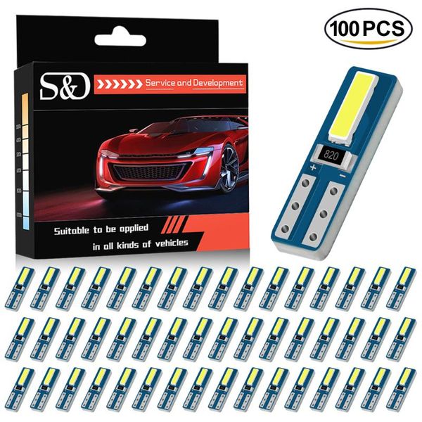 

100/50/20pcs t5 led bulb w3w w1.2w canbus car interior lights dashboard warming indicator wedge auto instrument lamp emergency
