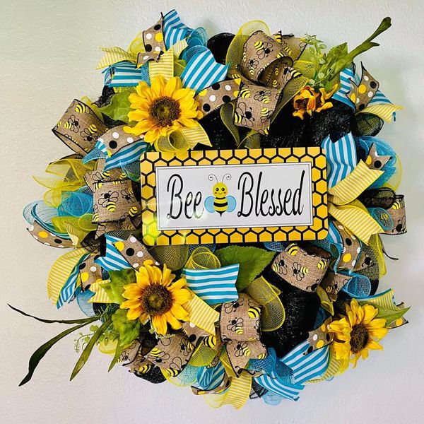 

holiday simulation garland artificial flowers wreaths leaf bee sunflower hanging pendants wedding home decor decorative &