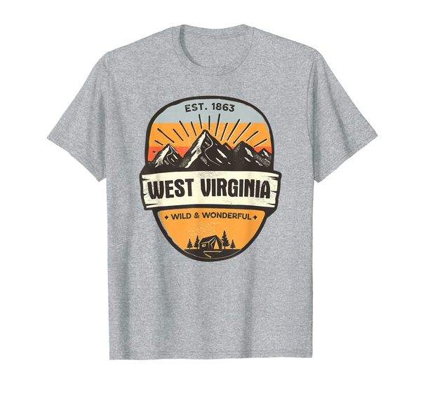 

west virginia wild and wonderful, vintage retro mountain t-shirt, White;black