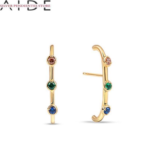 

stud aide 925 sterling silver three-color zircon earring for women crown ear clips light luxury diamond wedding jewelry 2021, Golden;silver