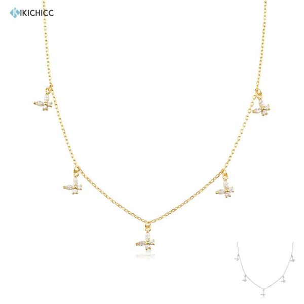 

chains kikichicc 925 sterling silver gold butterfly zircon charm cz long chain choker necklace women 2021 wedding party jewels