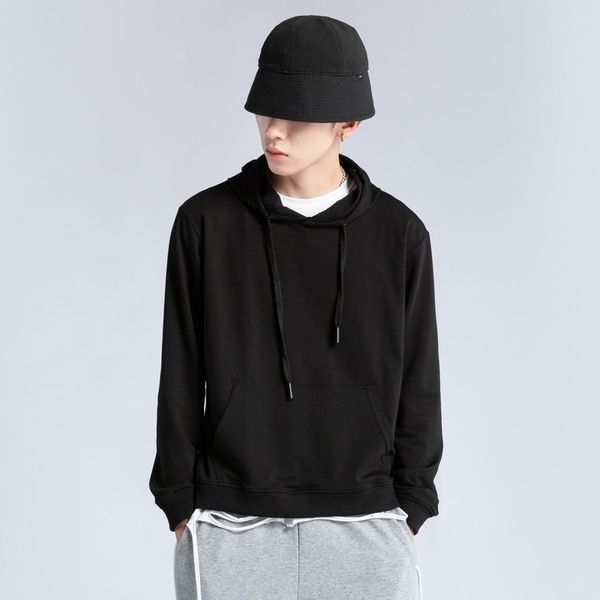 

trendy men's 2021 new hooded thin cotton loose spring and autumn couple sports coat, Black