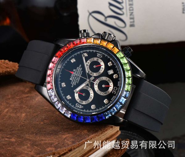 

wristwatches watch men's fashion luxury diamond trend business series six pin quartz laojia rubber, Slivery;brown
