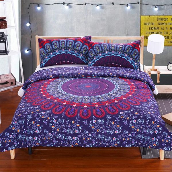 

bedding sets purple red glowing mandala duvet cover with pillowcases 3pcs super soft boho bedclothes luxury fashion twin king