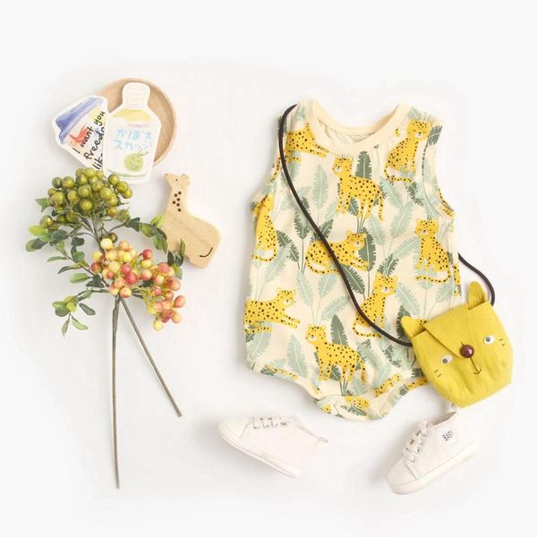 

rompers sanlutoz infants boys summer cotton sleeveless bodysuits baby animal clothing casual, Blue