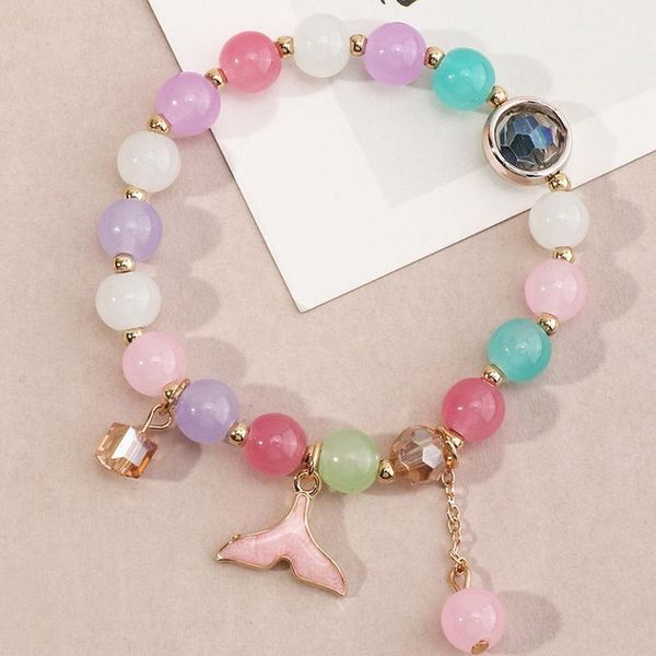 

charm bracelets crystal whale fishtail beads charms for women elegant bow adjstuable bangle jewelry, Golden;silver