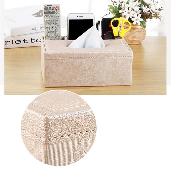 

tissue boxes & napkins multifunctional deskorganizer remote control holder pencil scissor container pu leather box
