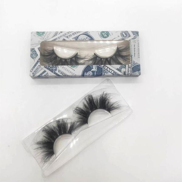 

25mm eyelashes 100% mink lashes natural dramatic strip 5d eyelash with custom paper box1