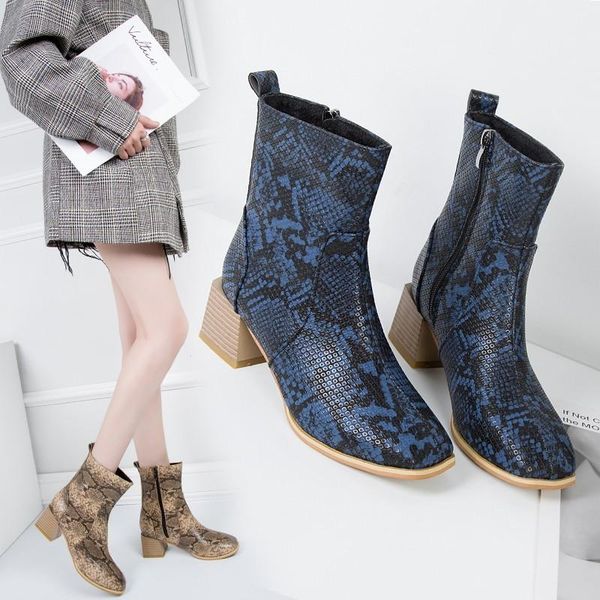 

boots snake short 42 season coarse heel sexy, Black