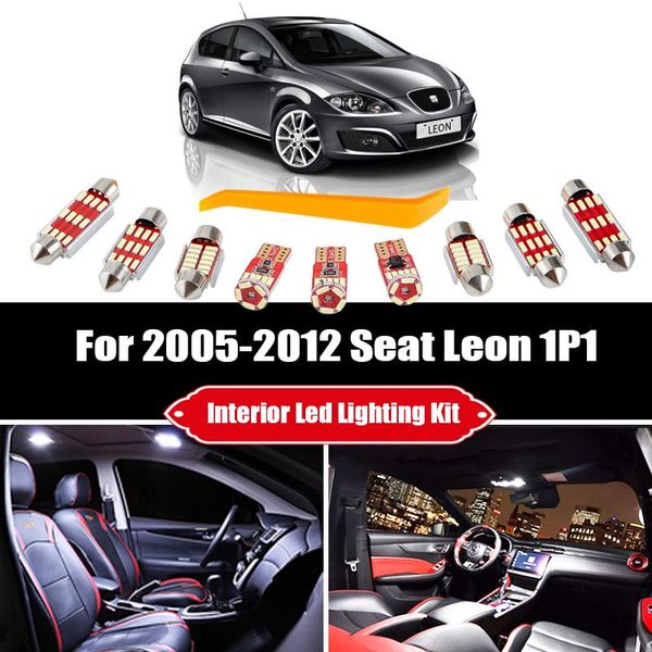 

emergency lights 14pcs for 2005-2012 seat leon 2 1p 1p1 white error car accessories led interior reading map dome light cargo bulbs k
