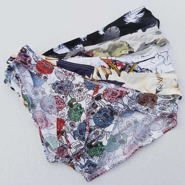 

5pcs men briefs printed ultra-thin underpants man cueca masculina u pouch male panties mens briefs gay underwear ropa ht018 210707, Black;white