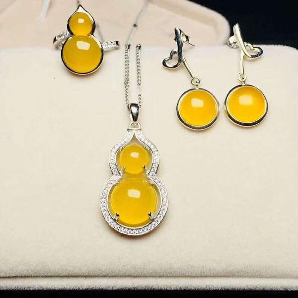 

bracelet, earrings & necklace c11#925 silver inlaid natural chalcedony set, the jade face is clean and translucent, Black