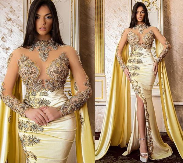 

2022 plus size arabic aso ebi yellow luxurious mermaid prom dresses lace beaded crystals evening formal party second reception birthday enga, Black