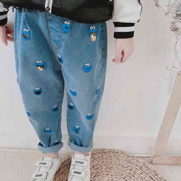 

childrens boys summer pants kids girls sesame street jeans trousers leggins toddler harem for enfant, Blue