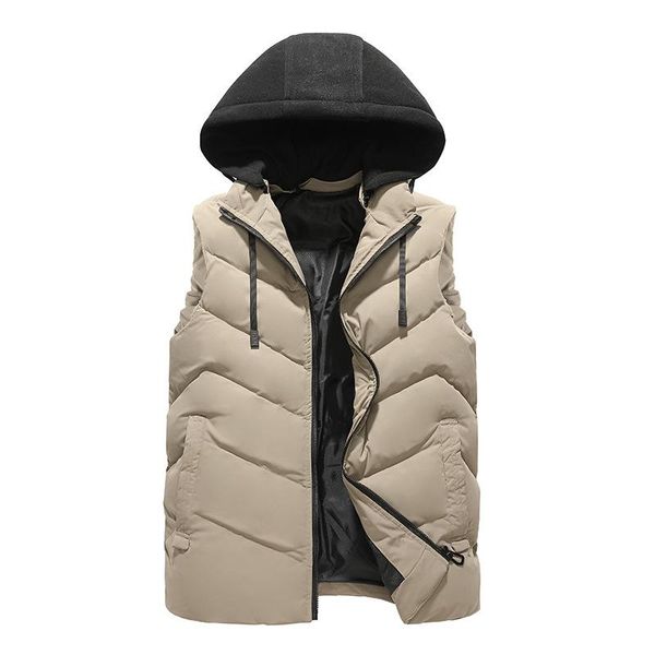 

men's vests 2022 autumn and winter men 's cotton vest hooded loose thick simple fashion down cotton-padded, Black;white
