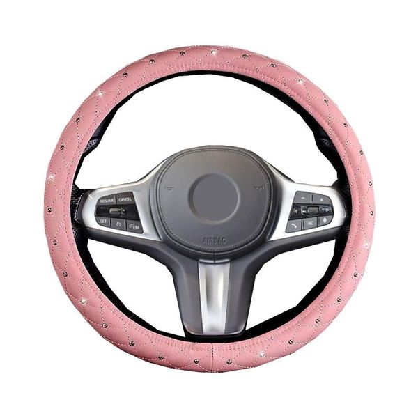 

steering wheel covers fashion car auto cover wrap pink green for girl woman cute comfortable funda volante braid on the steering-wheel