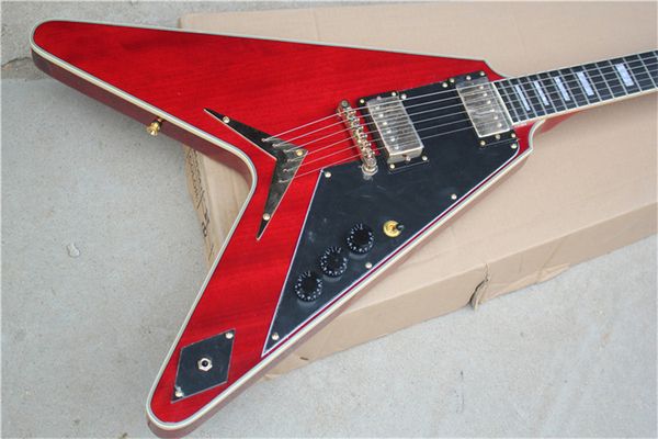 

fly v version electric guitar red color mahogany body rosewood fingerboard