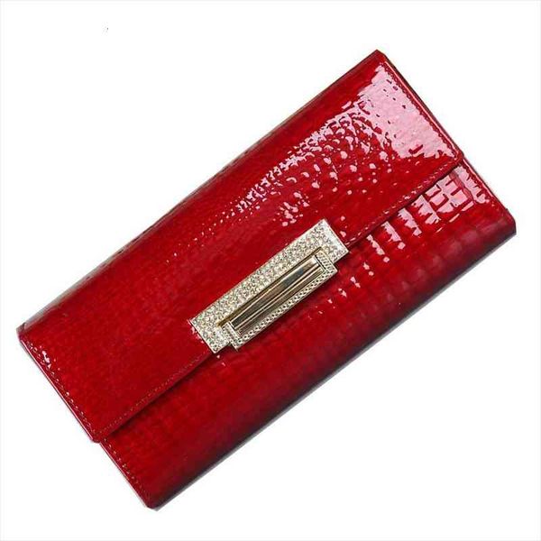 

genuine leather wallet women long ladies wallets woman purse diamond womens, Red;black