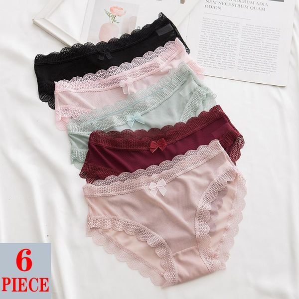 

women's panties women lace underwear low-waist briefs transparent bow soft lingerie underpants g-string solid color panty, Black;pink