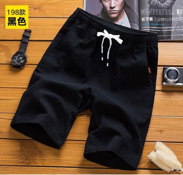 

summer - short men shorts cotton casual sim fit solid length men's, White;black