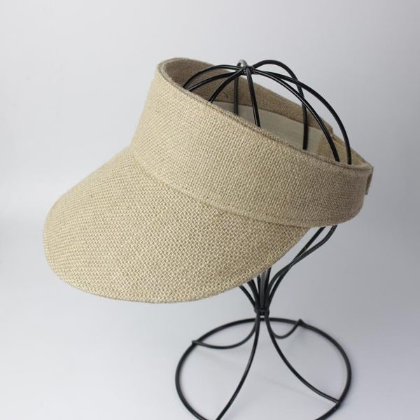 

wide brim hats women summer sun caps female casual fashion beige khaki linen empty hat breathable adjustable outdoor horsetail sunhat, Blue;gray